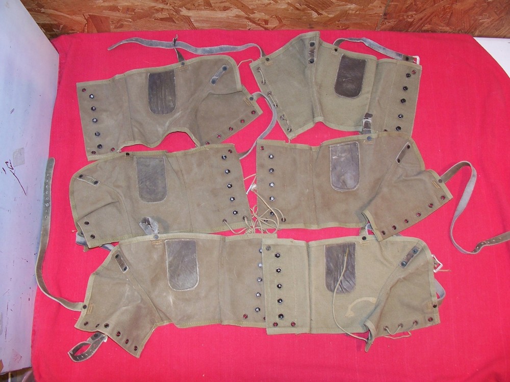 As Is 6 WWII Size Medium Spats Short Leggings US Army Canvas Boot Shoe GI WW2