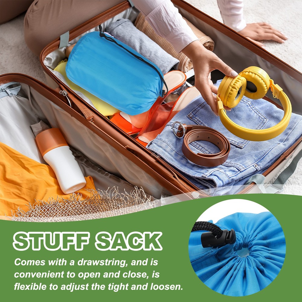 2 Pcs Stuff Sack, 5x10"/7x13" Waterproof Storage Sack Blue
