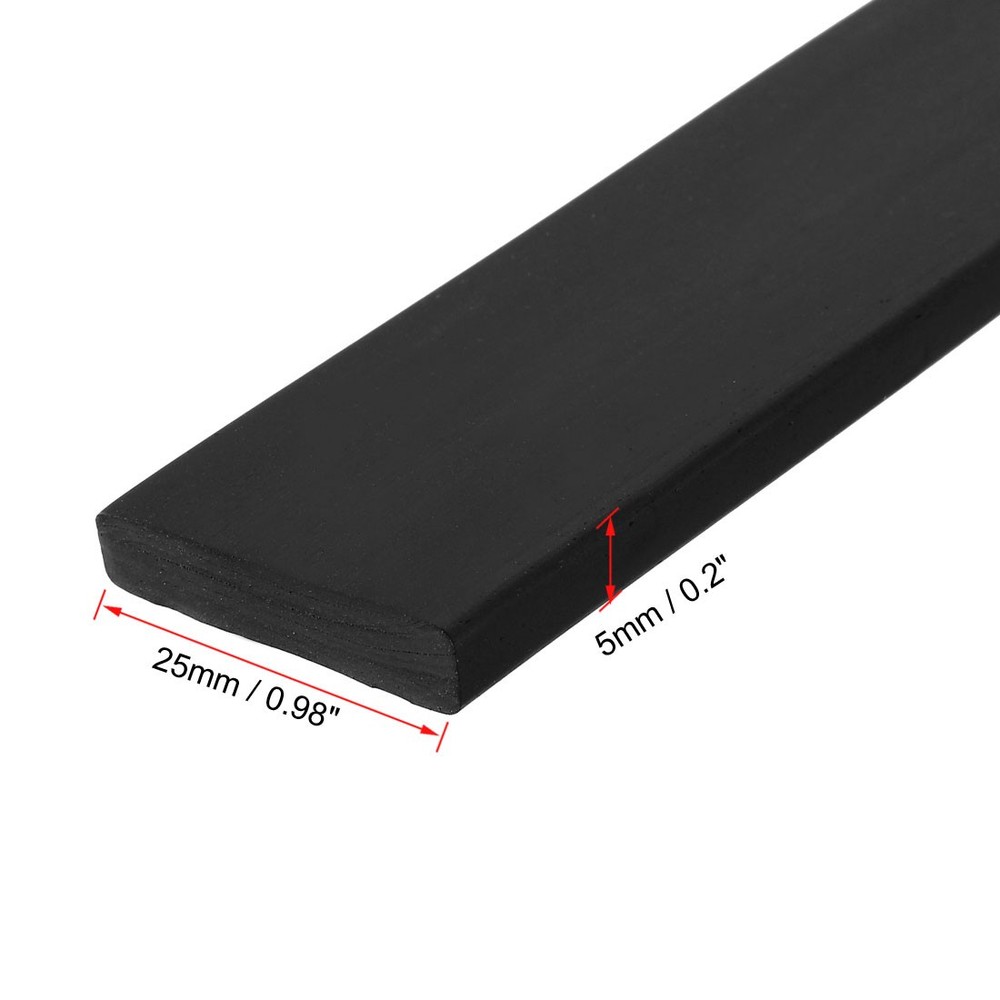 Solid Rectangle Rubber Seal Strip 25mm Wide 5mm Thick 1Meter Length Black