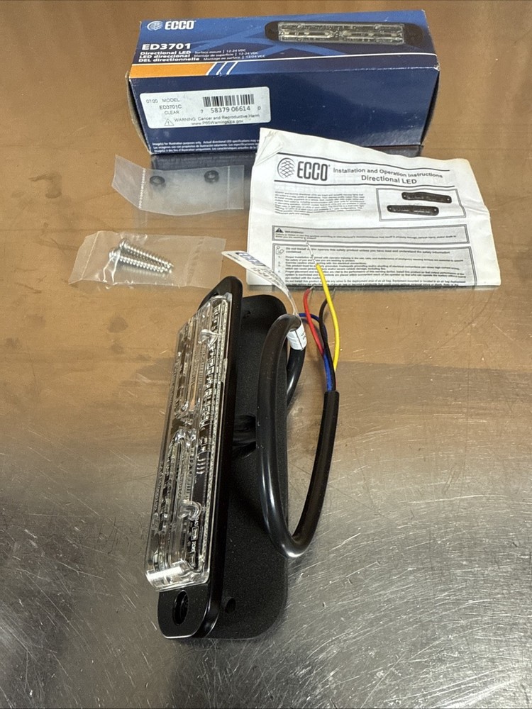 ECCO Directional LED Warning Strobe Light ED3701C Clear Surface Mount 12-24 VDC