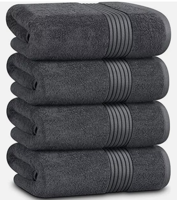 4 Pack Bath Towels Luxury Combed Cotton 27x54 Inch Super Absorbent 500 GSM