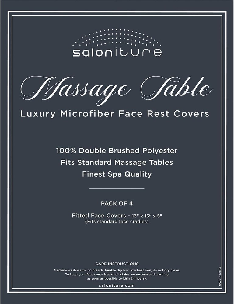 4-Pack Microfiber Face Cradle Covers - Ultra Soft Fitted Massage Table Cradl...