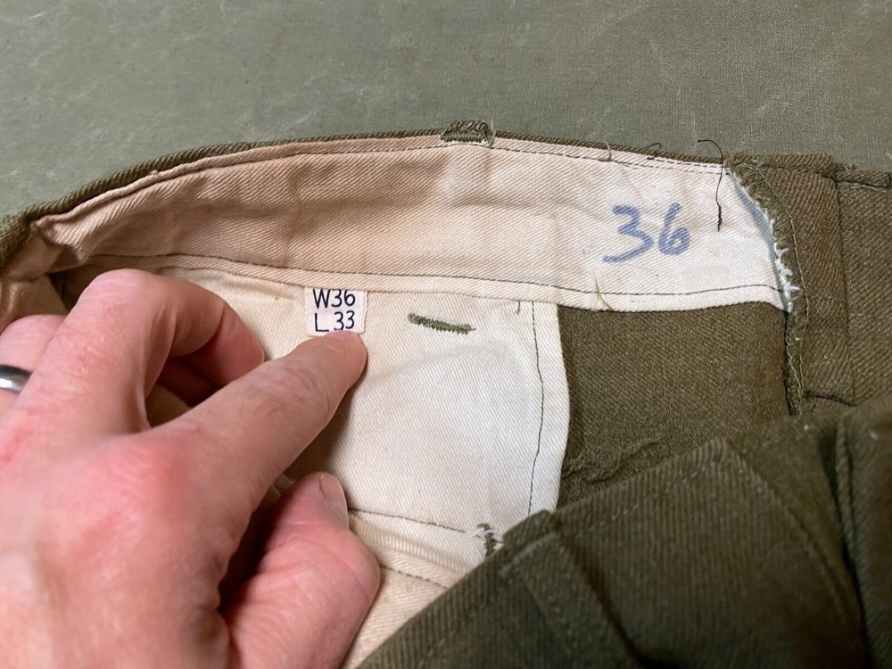 ORIGINAL WWII US ARMY M1938 WOOL COMBAT FIELD TROUSERS- LARGE 36 WAIST