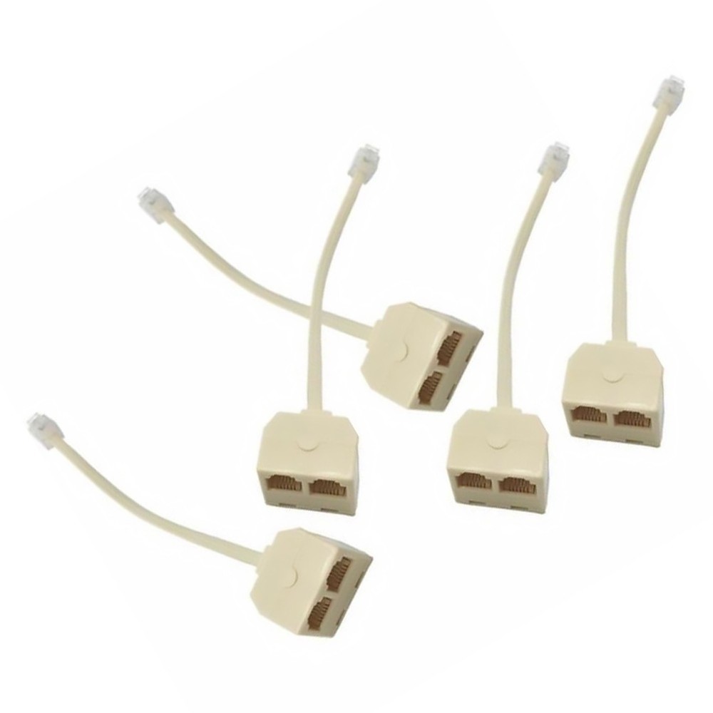 5 Pcs 2 Way Telephone Plug Landline Splitter Adapter Socket