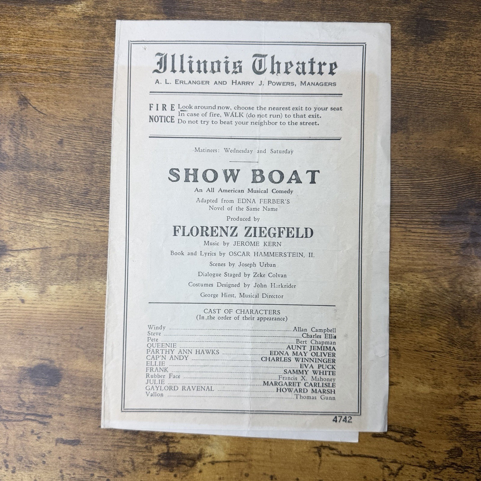1929 Chicago IL Illinois Theatre Program Show Boat Ziegfeld Musical Playbill