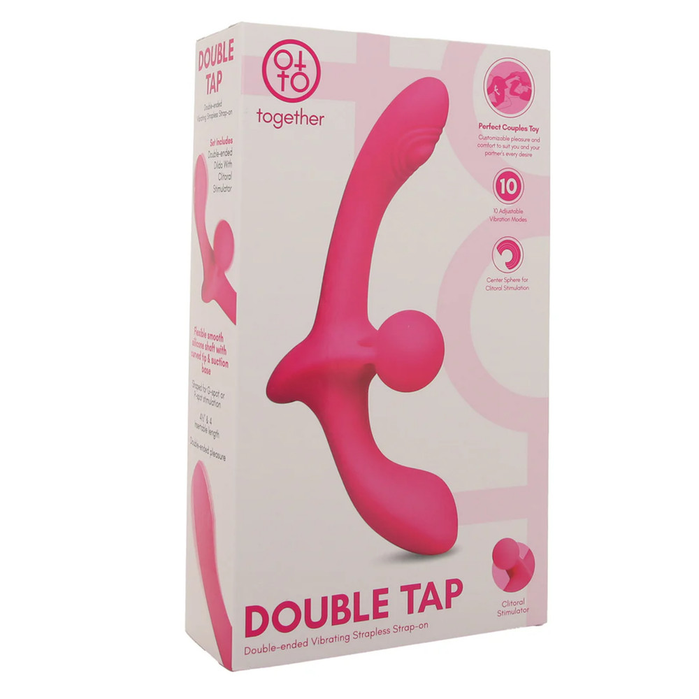 Silicone Double Tapping Stimulator Dual-Ended Vibrating Strapless Strap-On
