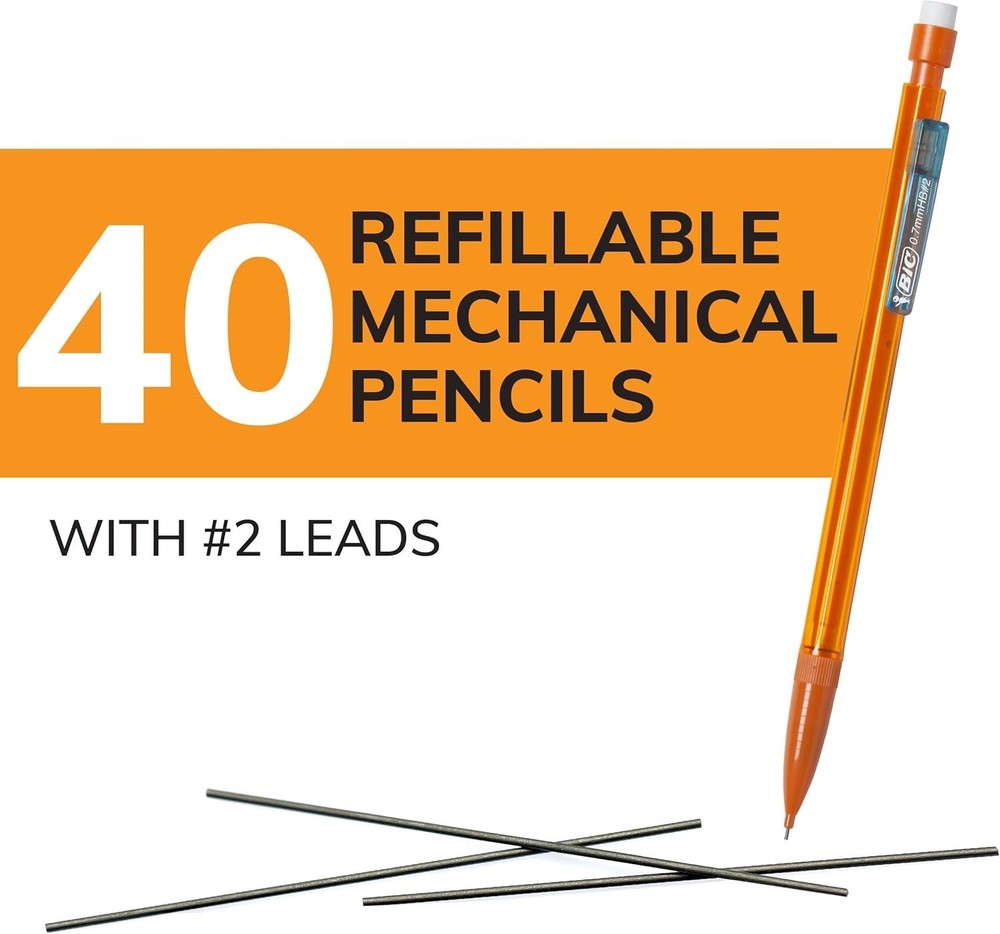 Mechanical Pencils 0.7 mm Medium Point Refillable and Retractable 40-Count