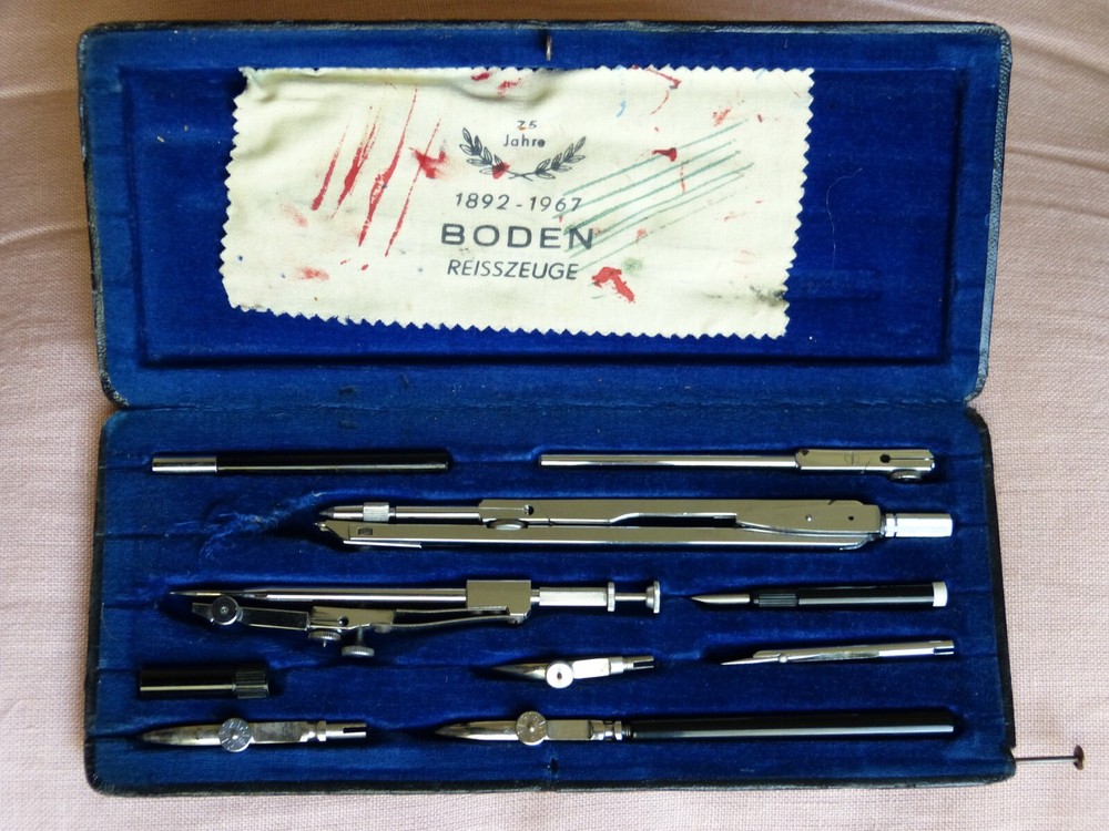 Vintage Precision BODEN Compass Drafting Drawing Case Set MADE IN GERMANY