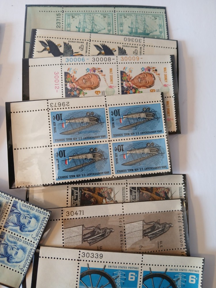 Large Lot Unused Us Postage Stamp Blocks