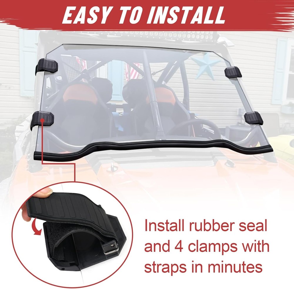 StarknightMT Scratch-Resistant Full Windshield Compatible with Polaris Clear