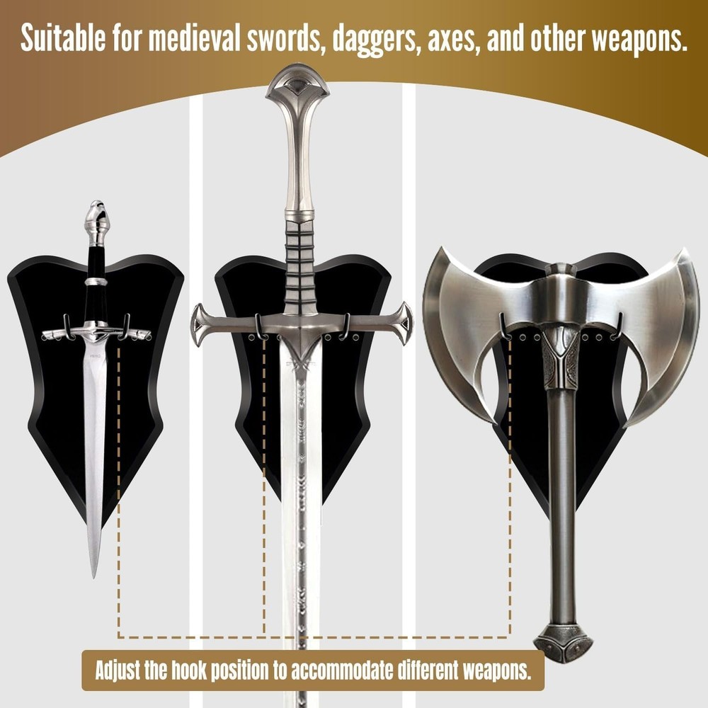 Sword Mount Vertical Wood Plaque Wall Medieval Display 1 Pcs Medium