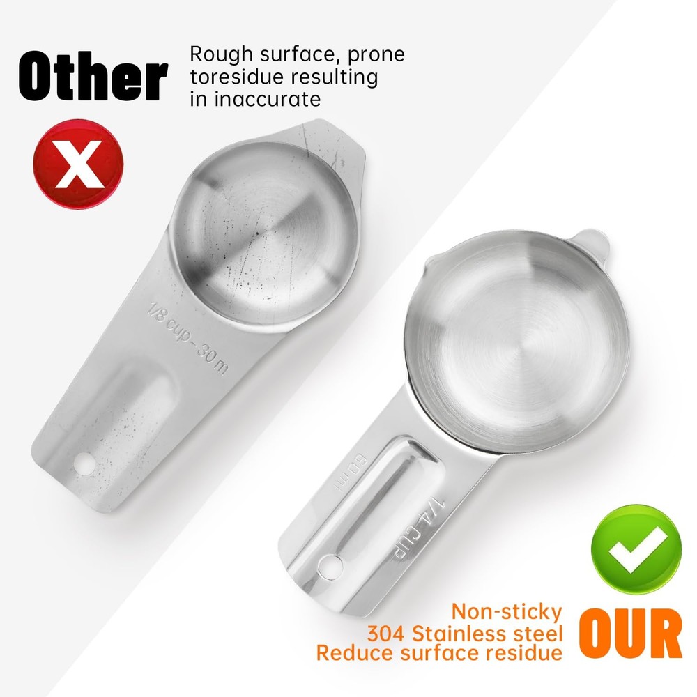 AGIgear Measuring Cups Set,7 Pieces Stainless Steel Stackable small, Silver