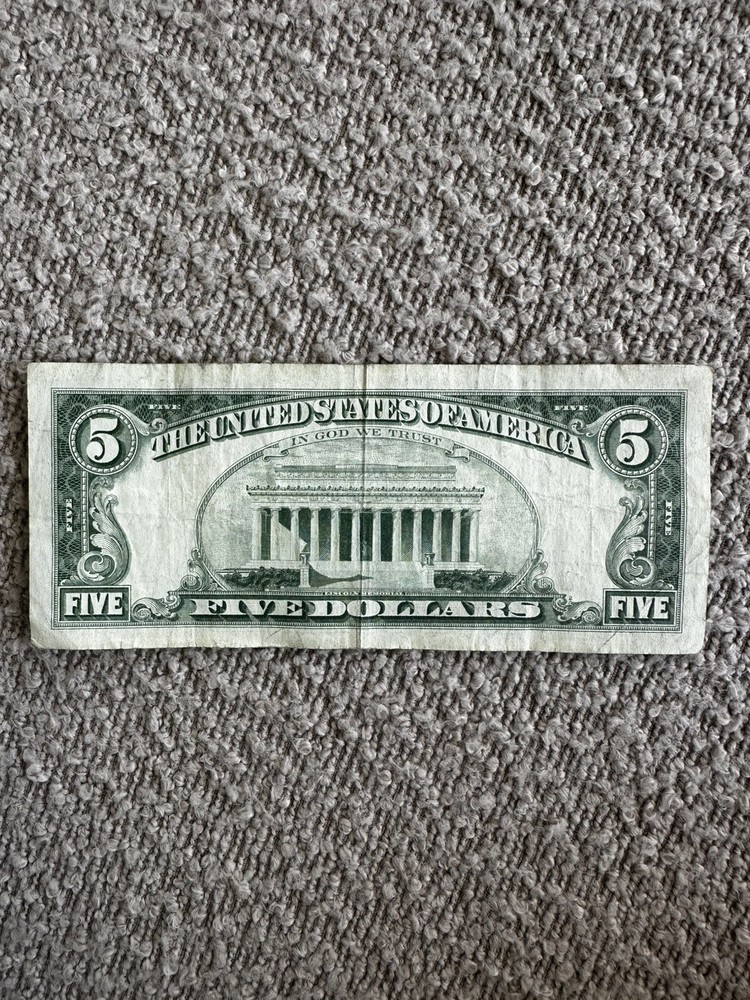 1963 RED SEAL 5 DOLLAR BILL