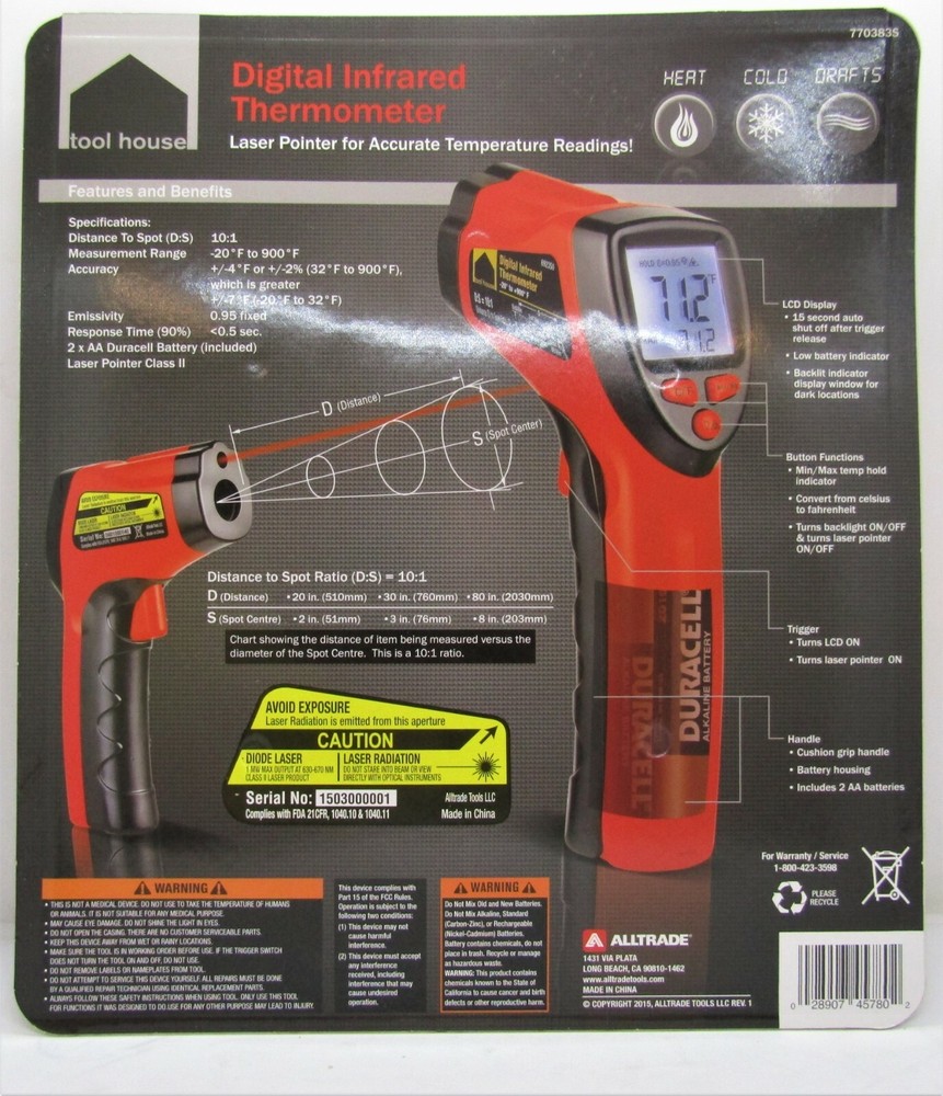 Laser pointer Digital Infrared Thermometer, Tool house. Brand new.