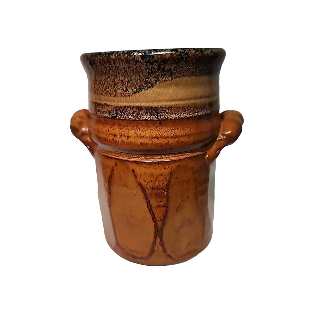 Signed Pottery Brown Glaze Vase 5.5"