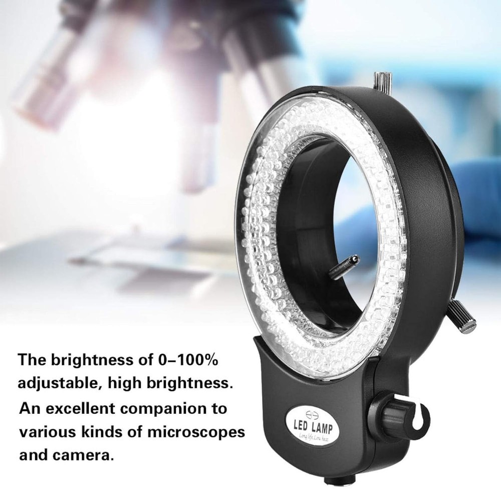 Microscope LED Light 144 LED Beads Light Source Brightness Adjustable Ring Lamp
