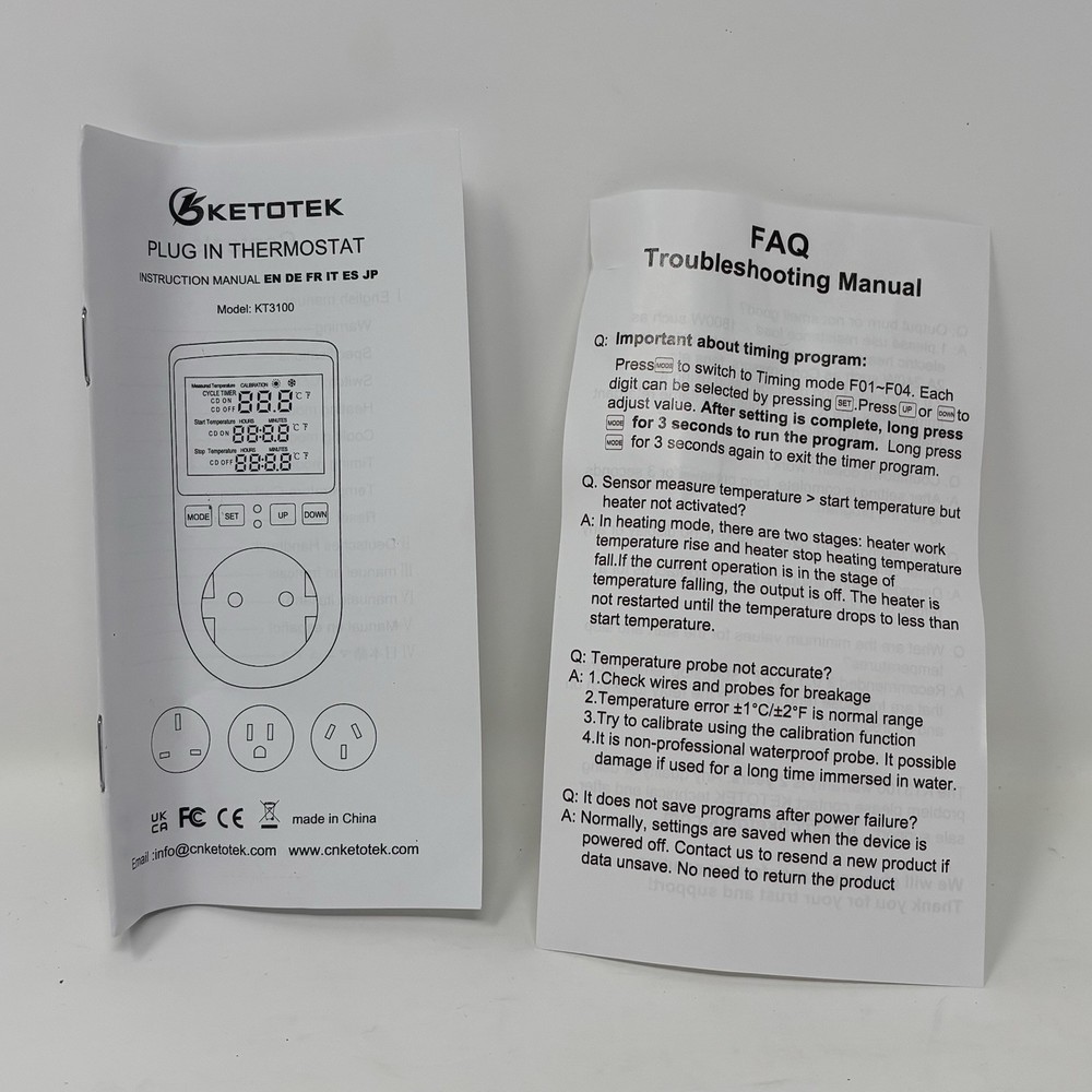 Digital Plug In Thermostat Temperature Controller KT3100 for Incubators Reptiles