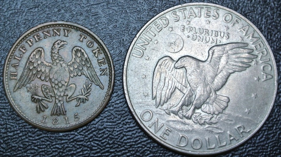1815 LOWER CANADA SPREAD EAGLE - HALFPENNY COPPER TOKEN - Br. #994 - Some Tone