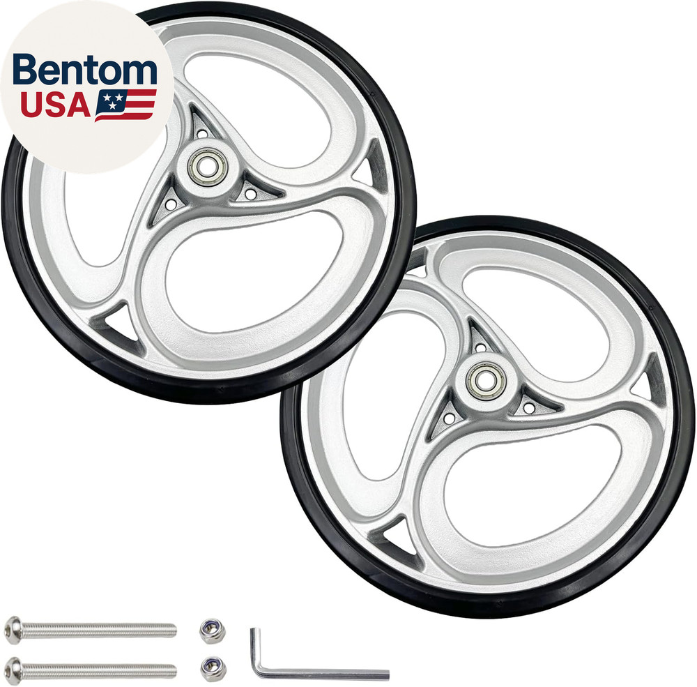 2 Pcs 10" Replacement Wheels for Rollator Walker Wheelchairs Walker Wheels Repla