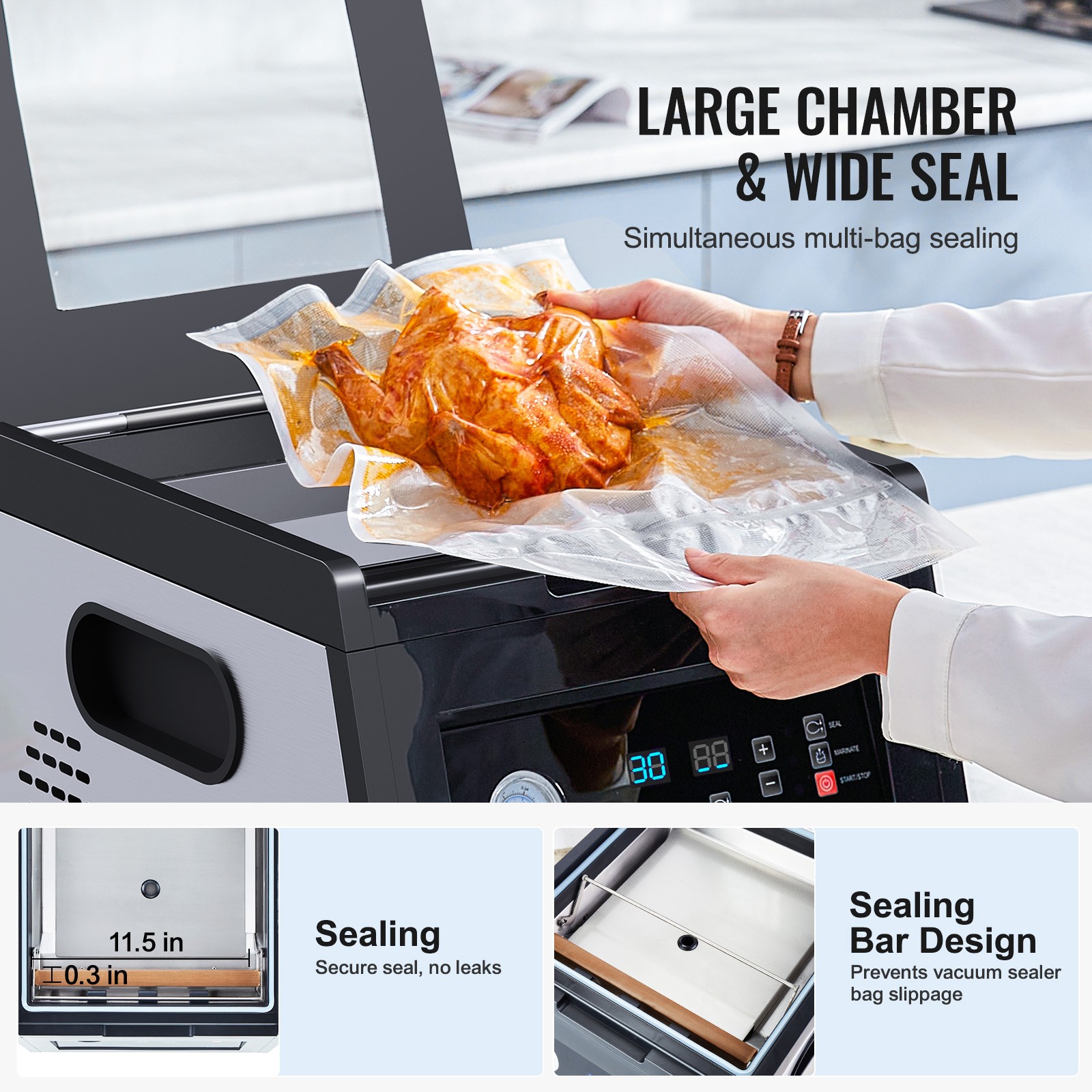 Uimoso Commercial Chamber Vacuum Sealer Machine for Food Packaging, 380W