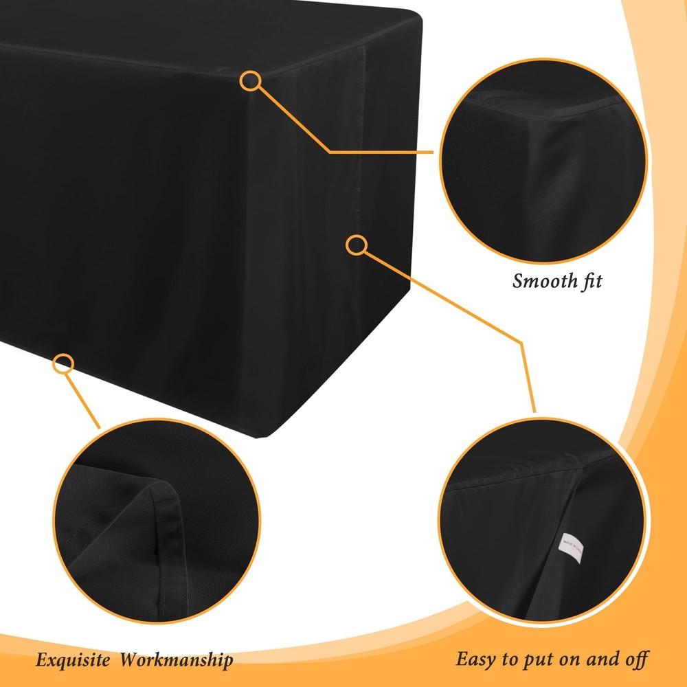 Obstal 2 Pack Black Tablecloth Fitted Table Clothes for 4 Foot Rectangle Tabl...