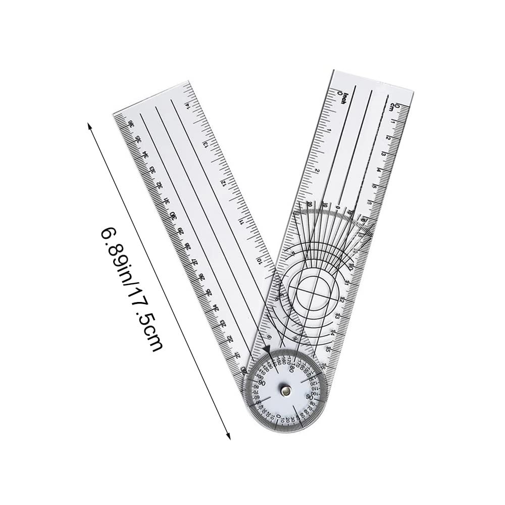 Clear Plastic Goniometer Angle Measuring Tool Protractor Finder Quick 360 Deg...
