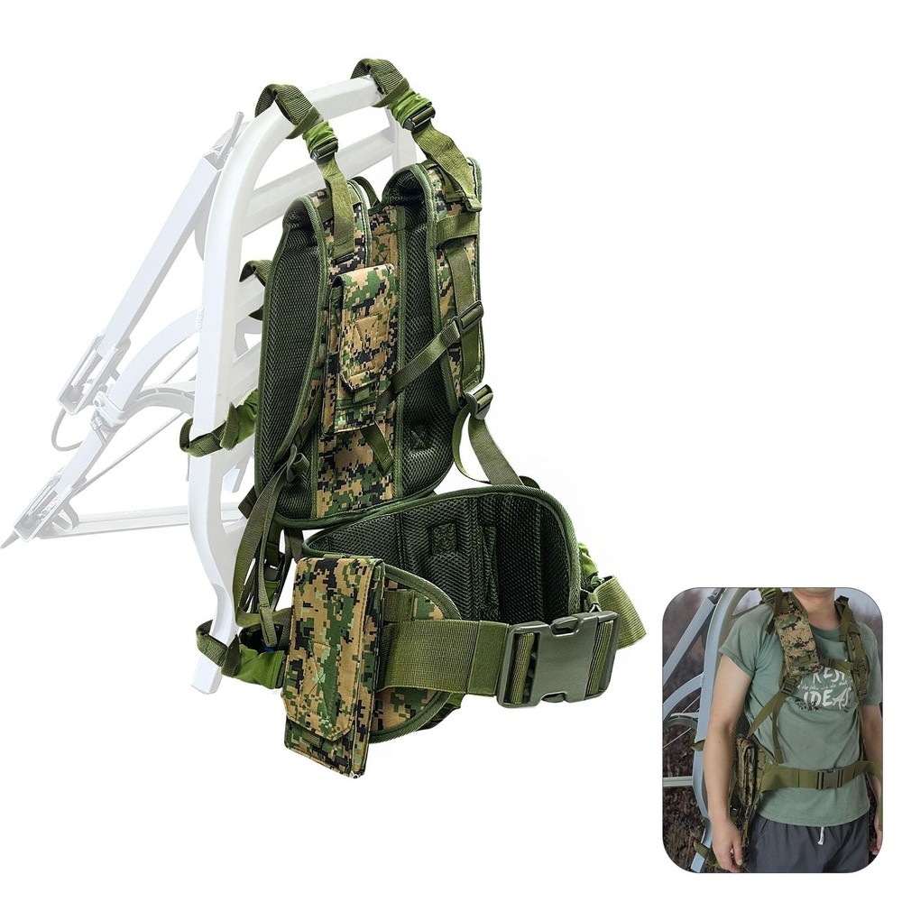 Tree Stand Carrier Backpack with Padded Straps, 8 Connection Points & 3 Pockets,