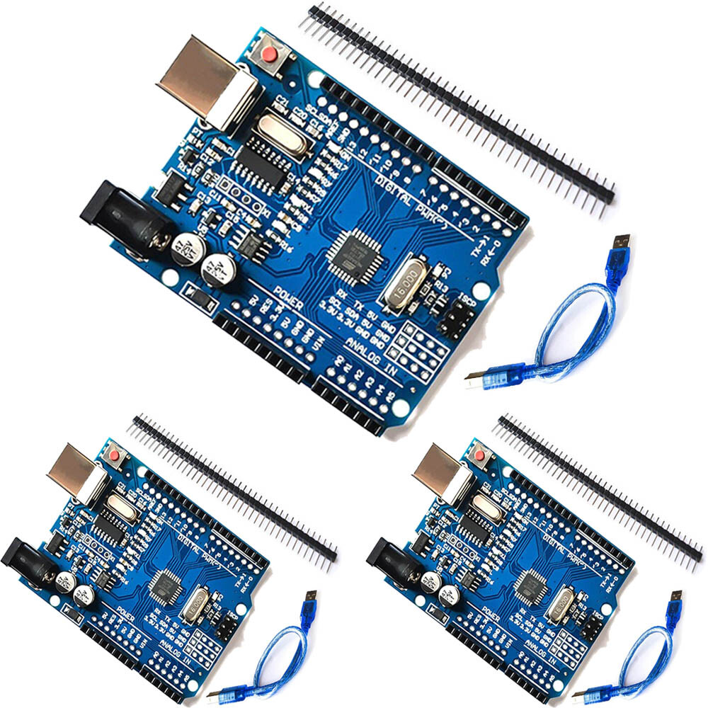 3pcs For Arduino UNO R3 Development Board ATmega328P ATMEGA16U2+ 3pcs USB Cable
