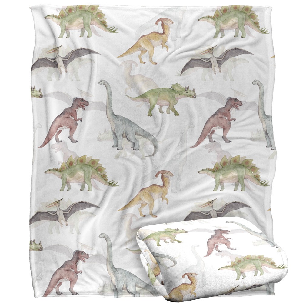 Watercolor Dino Pattern Silky Touch Super Soft Throw Blanket