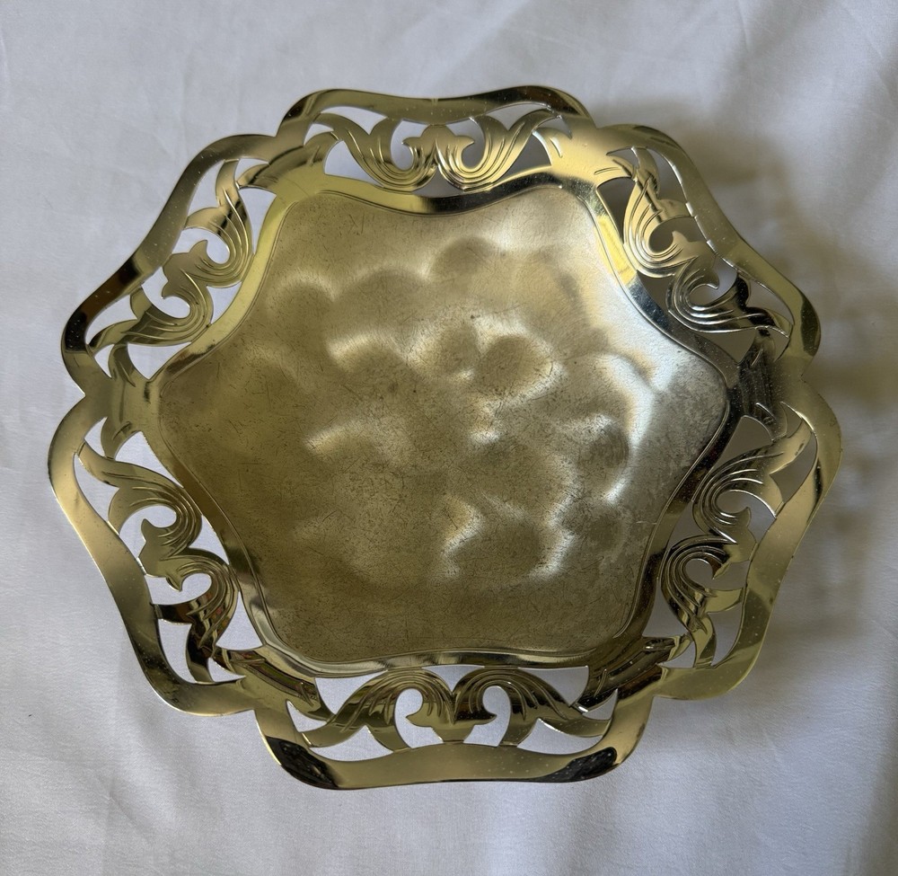 IKORA Germany EP Brass 3 Footed Ornate Bowl Serving Dish Lustre
