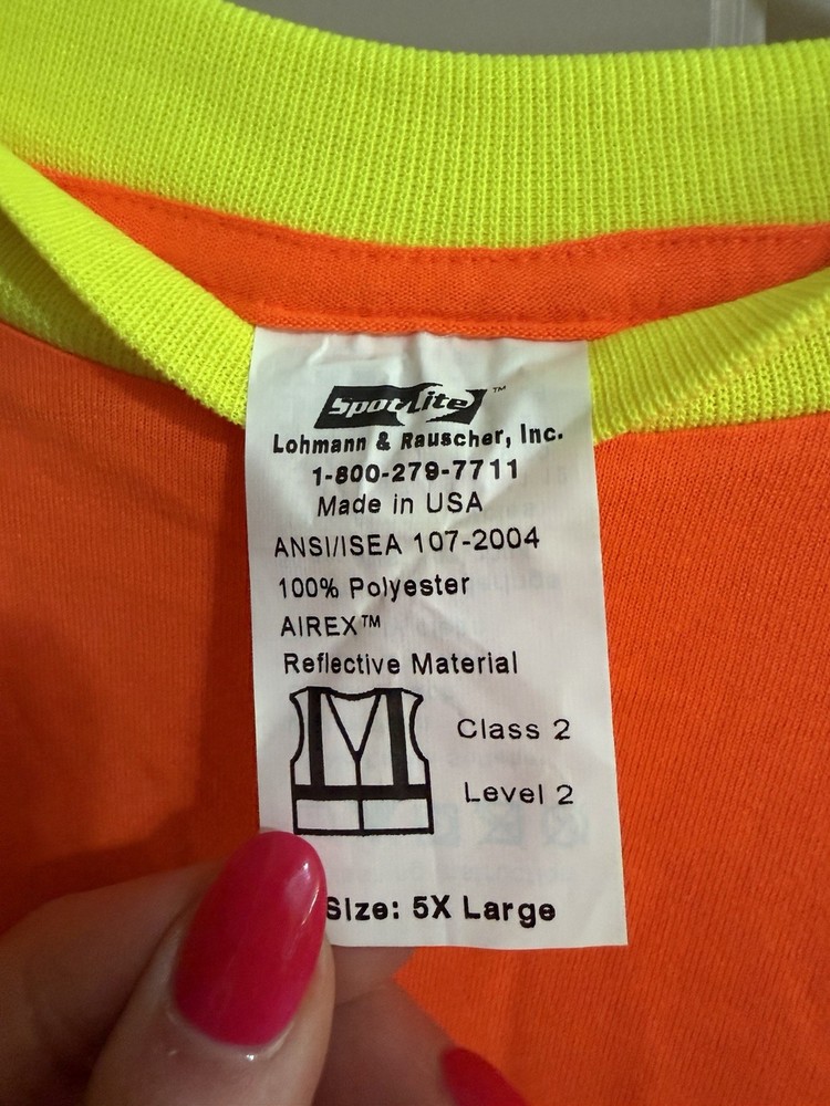 Spot Lite Orange Reflective Construction Shirt Size 5X