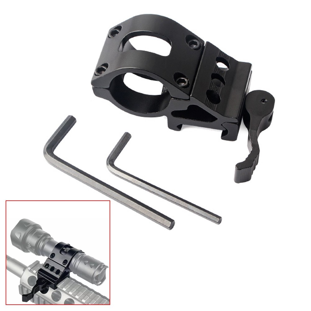Tactical 1" Offset Picatinny Weaver Rail Mount for Flashlight With Quick Release