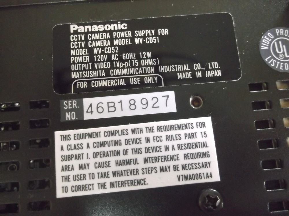 Panasonic WV-CD51 Camera Power Supply / Control Interface