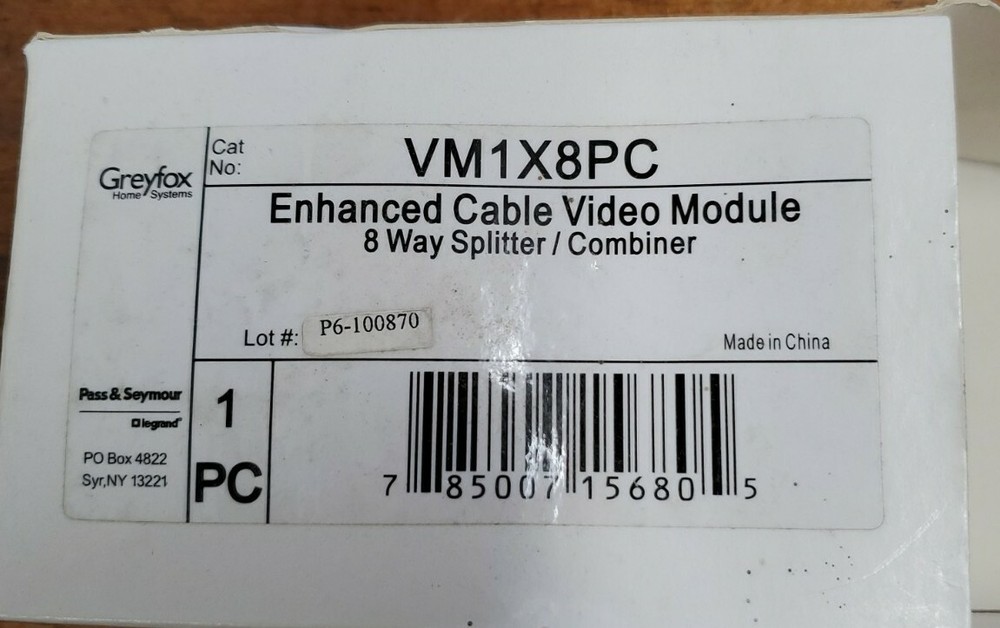 P&S GREYFOX VM1X8PC 8-WAY SPLITTER ENHANCED CABLE VIDEO MODULE