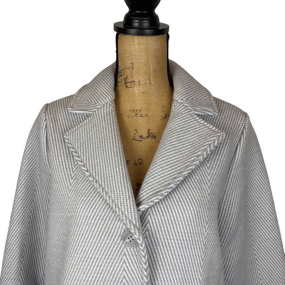 NWT Joie Herringbone Short Pea Coat 3 Button Front Wool Blend Gray White Medium