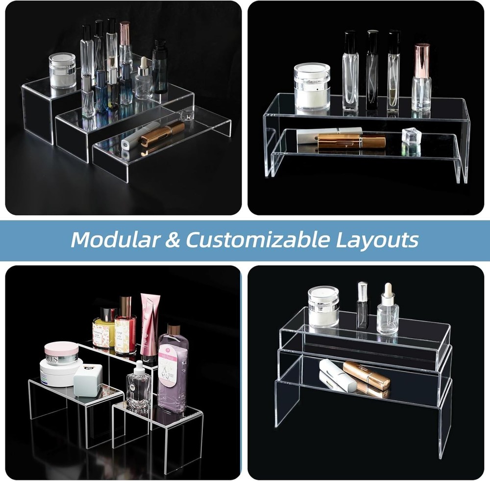 6PCS Acrylic Display Risers, 12'' Large Acrylic Risers Display Stands,Tiered ...