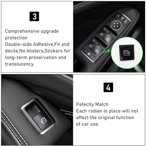 Inner Door Power Window Switch Button Covers Trim Sticker Replacement Black
