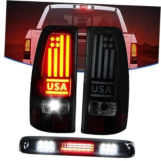 LED Tail Light + 3rd Brake Tail Lights with 3rd Brake Light U.S. Flag Pattern