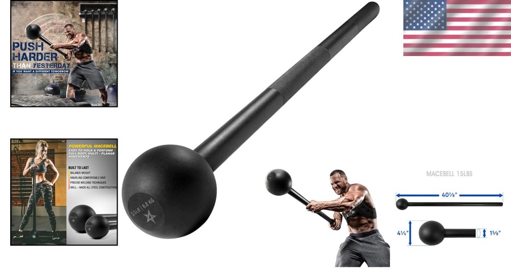 Dynamic 15lb Steel Mace - Enhance Strength & Flexibility