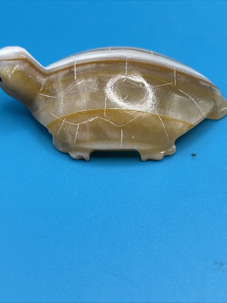 Genuine Hand Carved Onyx Snapping Turtle Tortoise (2) Paperweights.