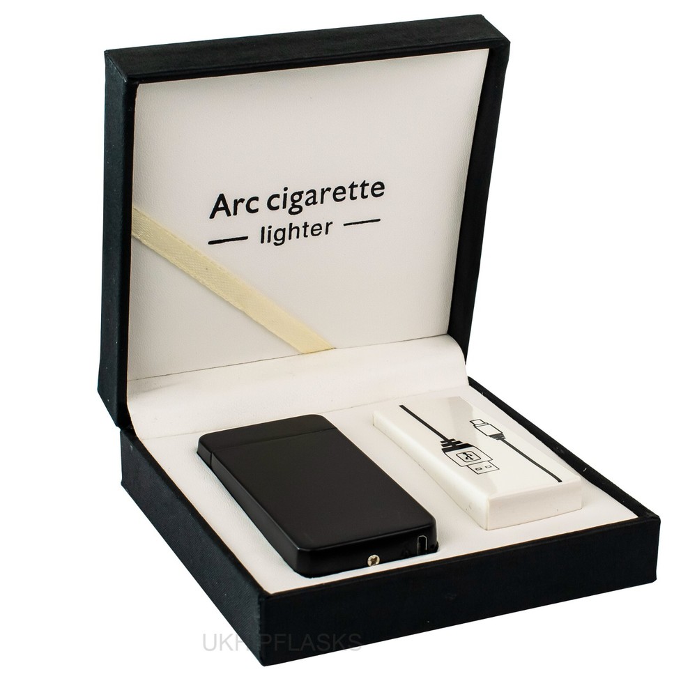 Personalised Black Rectangular ARC USB Lighter - Engraved Smoking Gift