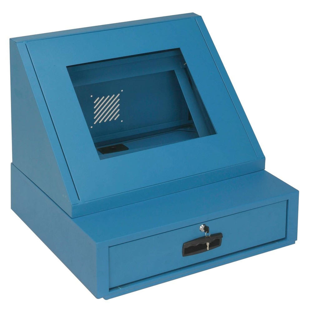 LCD Console Counter Top Security Computer Cabinet Blue 24-1/2"W x 22-1/2"D x
