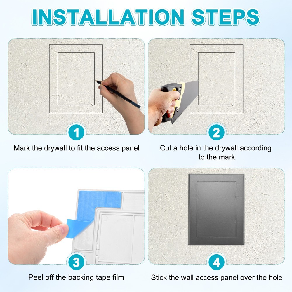 1-Pack Access Panel for Drywall, 7x5" Plastic Removable [Grey, Rectangle]