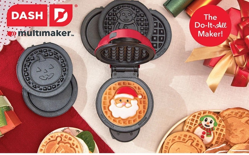 Dash Multi-Plate Mini Waffle Maker 7 removable Plates-Holiday design