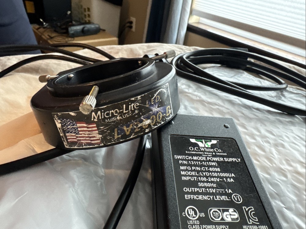 Micro-Lite LED LV2000-B Ring Illuminator Microscope Light O.C. White Scope