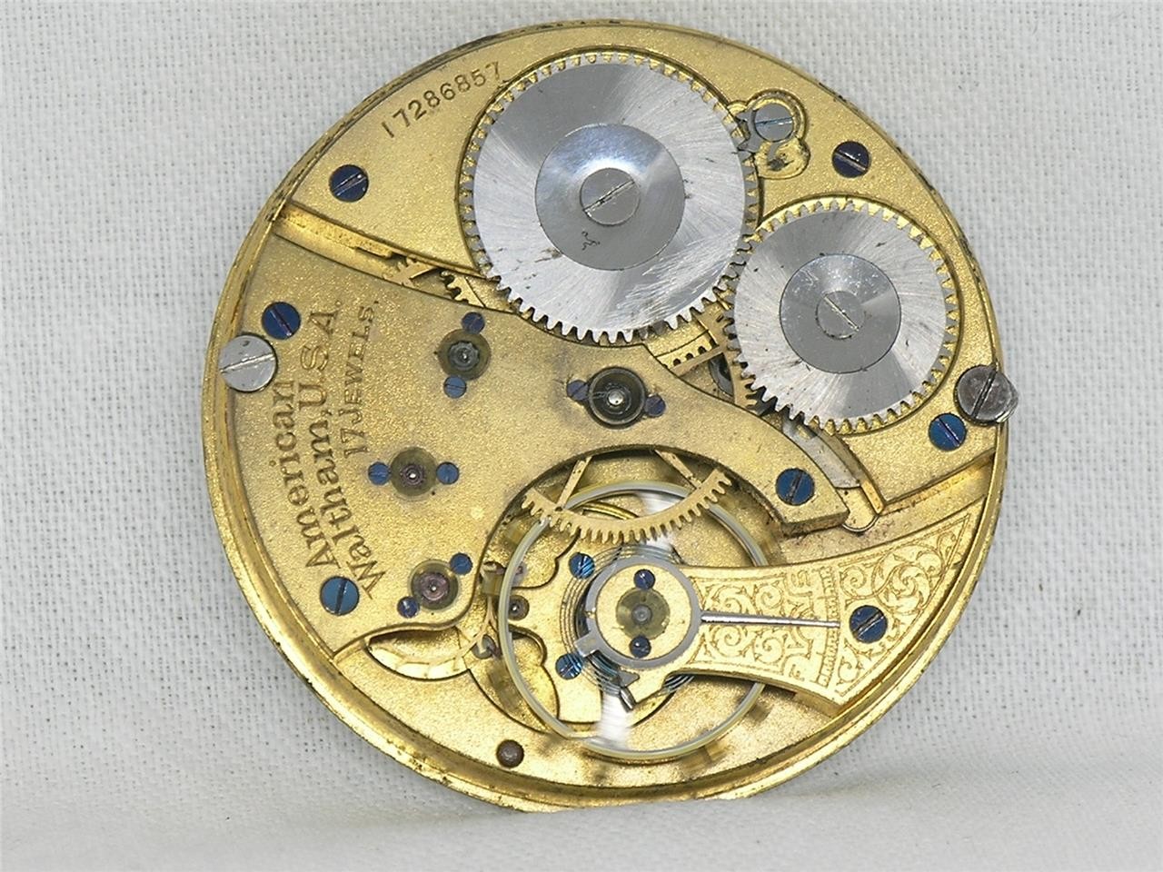 ANTIQUE 16S WALTHAM 17 JEWEL GRADE 623 OPEN FACE GILT POCKET WATCH, RUNNING!