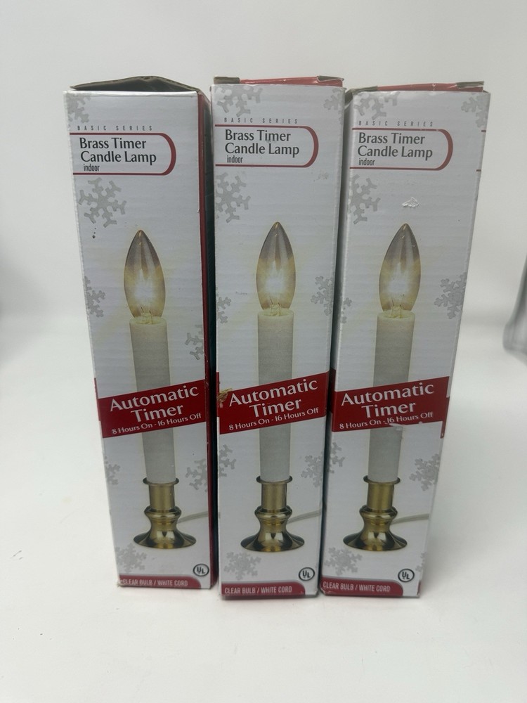 Basic Series Brass Automatic Timer Candle Set - Lot Of 3 - Plug In Style