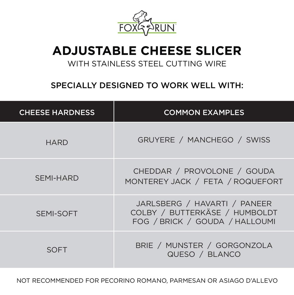 Fox Run 5047 Adjustable Cheese Slicer with 2 Replacement Wires