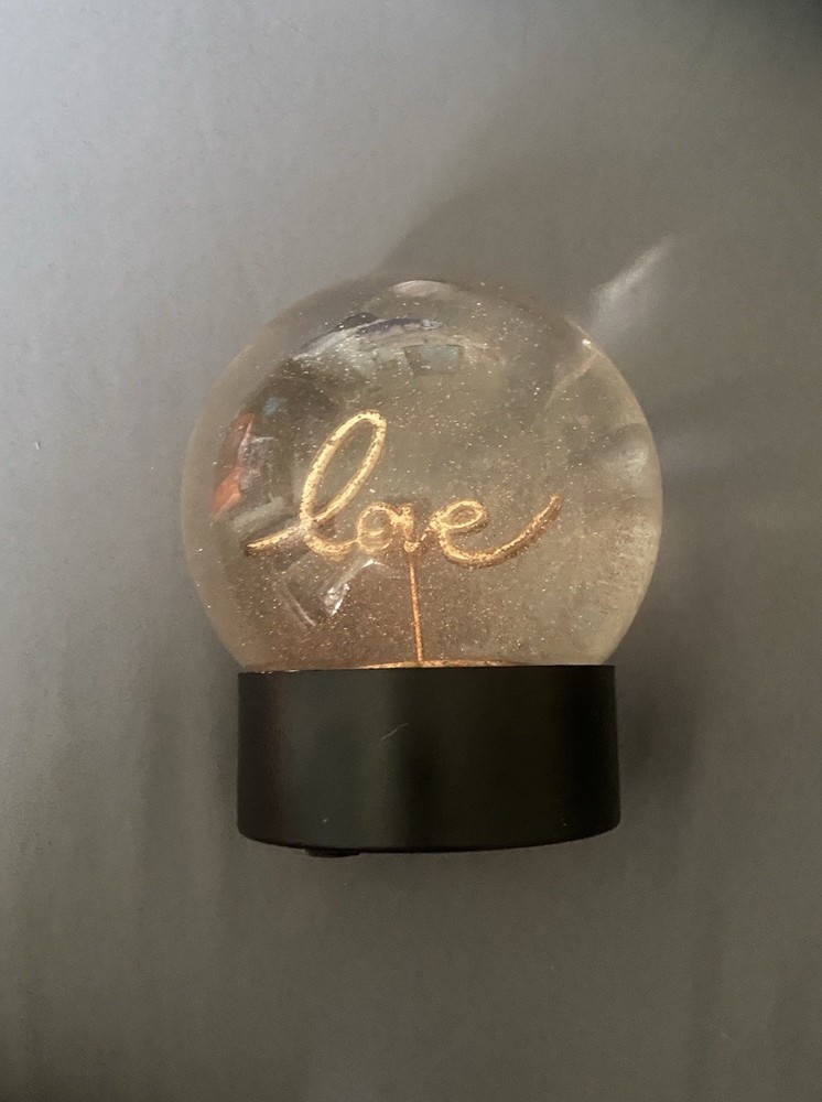 Glass 'Love' Glitter Globe with Black Base