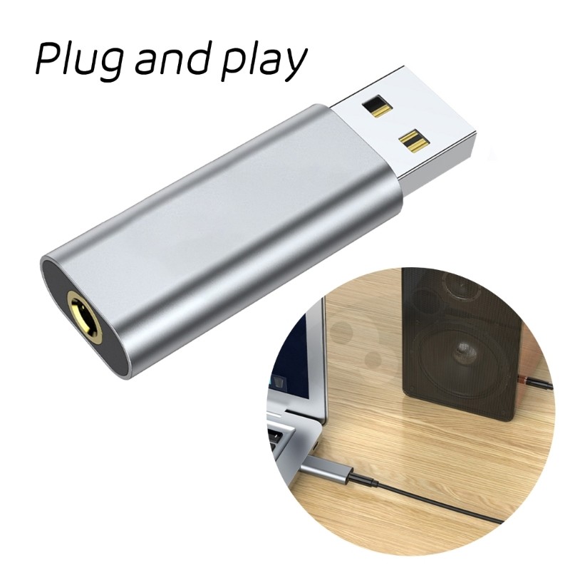 Small USB to 3.5mm Jack Adapter USB Adapter Support Computer Laptop